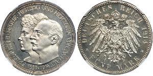 5 Mark Anhalt-Dessau (1603 -1863) Silber Friedrich II. (Anhalt)(1856 – 1918)