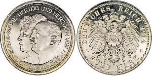 5 Mark Anhalt-Dessau (1603 -1863) Silber Friedrich II. (Anhalt)(1856 – 1918)