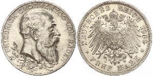 5 Mark Deutsches Kaiserreich (1871-1918) / Grand Duchy of Baden (1806-1918) Silber Friedrich I. (Baden, Großherzog) (1826 - 1907)