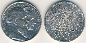 5 Mark Deutsches Kaiserreich (1871-1918) / Grand Duchy of Baden (1806-1918) Silber Friedrich I. (Baden, Großherzog) (1826 - 1907)