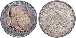 5 Mark Deutsches Kaiserreich (1871-1918) / Grand Duchy of Baden (1806-1918) Silber Friedrich I. (Baden, Großherzog) (1826 - 1907)