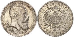 5 Mark Deutsches Kaiserreich (1871-1918) / Grand Duchy of Baden (1806-1918) Silber Friedrich I. (Baden, Großherzog) (1826 - 1907)