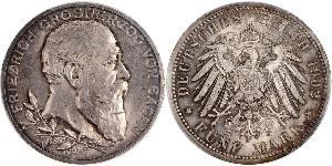 5 Mark Deutsches Kaiserreich (1871-1918) / Grand Duchy of Baden (1806-1918) Silber Friedrich I. (Baden, Großherzog) (1826 - 1907)