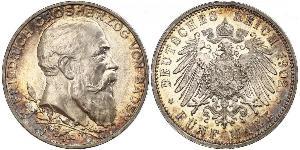 5 Mark Deutsches Kaiserreich (1871-1918) / Grand Duchy of Baden (1806-1918) Silber Friedrich I. (Baden, Großherzog) (1826 - 1907)