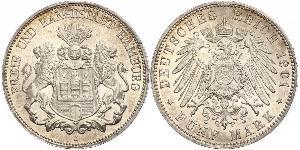 5 Mark Deutsches Kaiserreich (1871-1918) / Hamburg Silber 