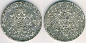 5 Mark Deutsches Kaiserreich (1871-1918) / Hamburg Silber 