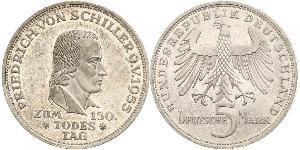 5 Mark Geschichte der Bundesrepublik Deutschland (1949-1990) Silber Friedrich Schiller