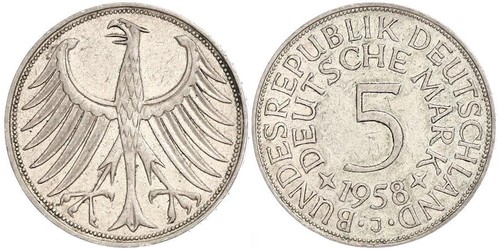 5 Mark Geschichte der Bundesrepublik Deutschland (1949-1990) Silber 