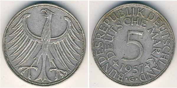 5 Mark Geschichte der Bundesrepublik Deutschland (1949-1990) Silber 