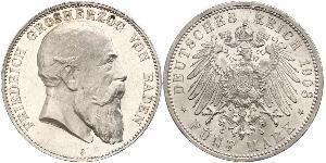 5 Mark Grand Duchy of Baden (1806-1918) Silber Friedrich I. (Baden, Großherzog) (1826 - 1907)