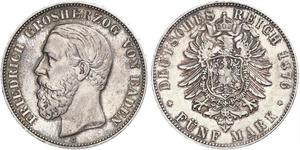 5 Mark Grand Duchy of Baden (1806-1918) Silber Friedrich I. (Baden, Großherzog) (1826 - 1907)