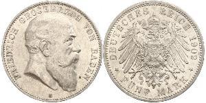 5 Mark Grand Duchy of Baden (1806-1918) Silber Friedrich I. (Baden, Großherzog) (1826 - 1907)