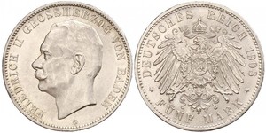 5 Mark Grand Duchy of Baden (1806-1918) Silber Friedrich II. (Baden, Großherzog) (1857 - 1928)