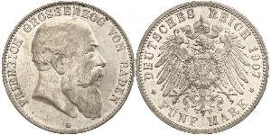 5 Mark Grand Duchy of Baden (1806-1918) Silber Friedrich I. (Baden, Großherzog) (1826 - 1907)