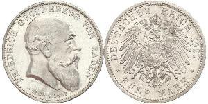 5 Mark Grand Duchy of Baden (1806-1918) Silber Friedrich I. (Baden, Großherzog) (1826 - 1907)