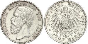 5 Mark Grand Duchy of Baden (1806-1918) Silber Friedrich I. (Baden, Großherzog) (1826 - 1907)