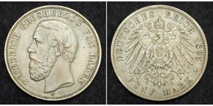 5 Mark Grand Duchy of Baden (1806-1918) Silber Friedrich I. (Baden, Großherzog) (1826 - 1907)