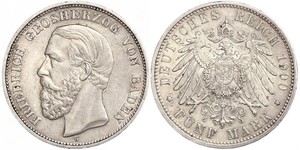 5 Mark Grand Duchy of Baden (1806-1918) Silber Friedrich I. (Baden, Großherzog) (1826 - 1907)