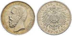 5 Mark Grand Duchy of Baden (1806-1918) Silber Friedrich I. (Baden, Großherzog) (1826 - 1907)