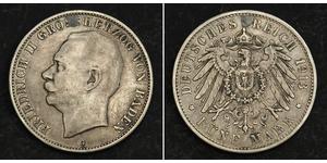 5 Mark Grand Duchy of Baden (1806-1918) Silber Friedrich II. (Baden, Großherzog) (1857 - 1928)