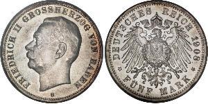 5 Mark Grand Duchy of Baden (1806-1918) Silber Friedrich II. (Baden, Großherzog) (1857 - 1928)