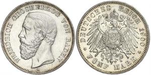 5 Mark Grand Duchy of Baden (1806-1918) Silber Friedrich I. (Baden, Großherzog) (1826 - 1907)