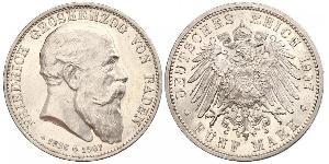 5 Mark Grand Duchy of Baden (1806-1918) Silber Friedrich I. (Baden, Großherzog) (1826 - 1907)