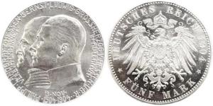 5 Mark Großherzogtum Hessen (1806 - 1918) Silber Ernst Ludwig (Hessen-Darmstadt, Großherzog) (1868 - 1937)