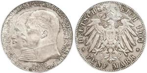 5 Mark Großherzogtum Hessen (1806 - 1918) Silber Ernst Ludwig (Hessen-Darmstadt, Großherzog) (1868 - 1937)