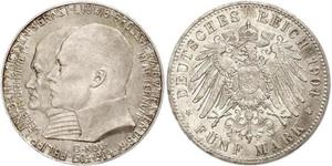 5 Mark Großherzogtum Hessen (1806 - 1918) Silber Ernst Ludwig (Hessen-Darmstadt, Großherzog) (1868 - 1937)