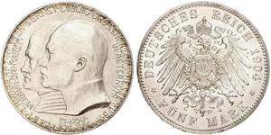 5 Mark Großherzogtum Hessen (1806 - 1918) Silber Ernst Ludwig (Hessen-Darmstadt, Großherzog) (1868 - 1937)