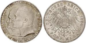 5 Mark Großherzogtum Hessen (1806 - 1918) Silber Ernst Ludwig (Hessen-Darmstadt, Großherzog) (1868 - 1937)