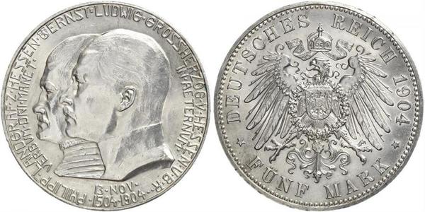 5 Mark Großherzogtum Hessen (1806 - 1918) Silber Ernst Ludwig (Hessen-Darmstadt, Großherzog) (1868 - 1937)