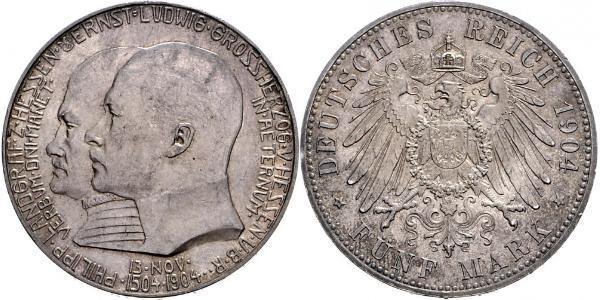 5 Mark Großherzogtum Hessen (1806 - 1918) Silber Ernst Ludwig (Hessen-Darmstadt, Großherzog) (1868 - 1937)