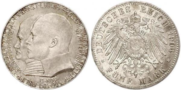 5 Mark Großherzogtum Hessen (1806 - 1918) Silber Ernst Ludwig (Hessen-Darmstadt, Großherzog) (1868 - 1937)