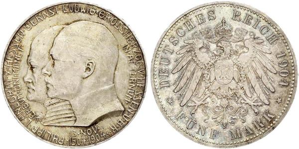 5 Mark Großherzogtum Hessen (1806 - 1918) Silber Ernst Ludwig (Hessen-Darmstadt, Großherzog) (1868 - 1937)