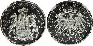 5 Mark Hamburg Silber 