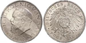 5 Mark Königreich Bayern (1806 - 1918) Silber Ludwig III. (Bayern) (1845 – 1921)