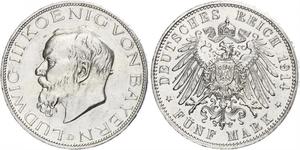 5 Mark Königreich Bayern (1806 - 1918) Silber Ludwig III. (Bayern) (1845 – 1921)