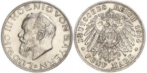 5 Mark Königreich Bayern (1806 - 1918) Silber Ludwig III. (Bayern) (1845 – 1921)