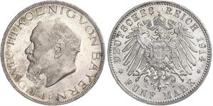 5 Mark Königreich Bayern (1806 - 1918) Silber Ludwig III. (Bayern) (1845 – 1921)