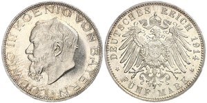 5 Mark Königreich Bayern (1806 - 1918) Silber Ludwig III. (Bayern) (1845 – 1921)