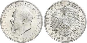 5 Mark Königreich Bayern (1806 - 1918) Silber Ludwig III. (Bayern) (1845 – 1921)