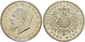 5 Mark Königreich Bayern (1806 - 1918) Silber Ludwig III. (Bayern) (1845 – 1921)
