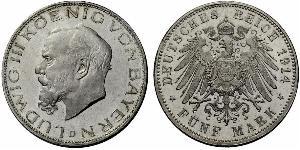 5 Mark Königreich Bayern (1806 - 1918) Silber Ludwig III. (Bayern) (1845 – 1921)