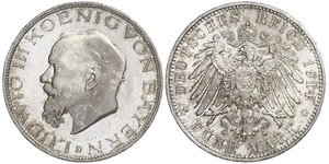 5 Mark Königreich Bayern (1806 - 1918) Silber Ludwig III. (Bayern) (1845 – 1921)