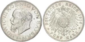 5 Mark Königreich Bayern (1806 - 1918) Silber Ludwig III. (Bayern) (1845 – 1921)