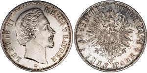 5 Mark Königreich Bayern (1806 - 1918) Silber Ludwig II. (Bayern)(1845 – 1886)