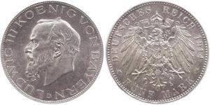 5 Mark Königreich Bayern (1806 - 1918) Silber Ludwig III. (Bayern) (1845 – 1921)