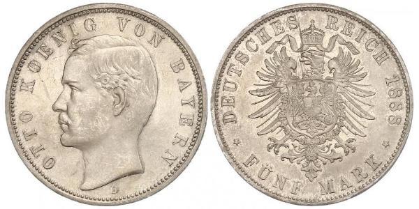 5 Mark Königreich Bayern (1806 - 1918) Silber Otto (Bayern)(1848 – 1916)